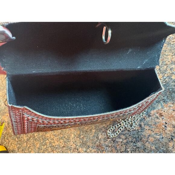 Vintage Silver Tiger Eye Metal Clutch Purse 7.5" x 4.5" - Picture 7 of 11